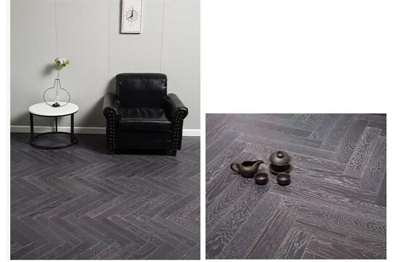 oak herringbone in dark grey color